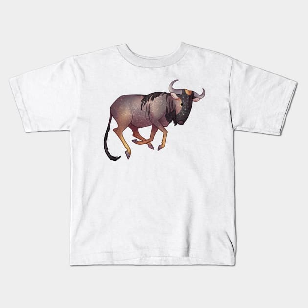 Cozy Wildebeest Kids T-Shirt by Phoenix Baldwin